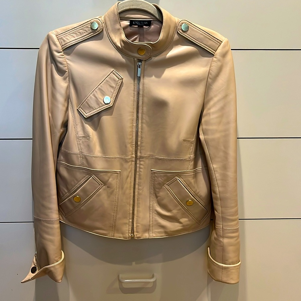 Etcetera Size 6 Cream LEATHER jacket!